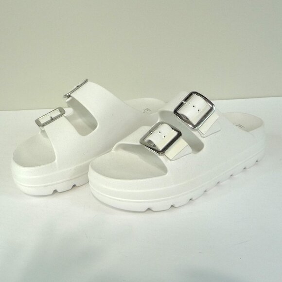 NEW WHITE SLIDE PLATFORM SLIDE SANDALS 7 - Picture 2 of 9